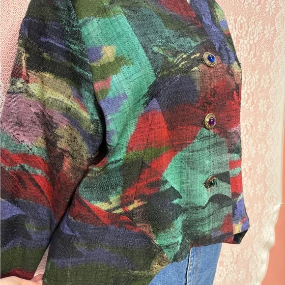 Vintage 90s Abstract Art Button Jacket Sz M/Lg - Picture 7 of 8
